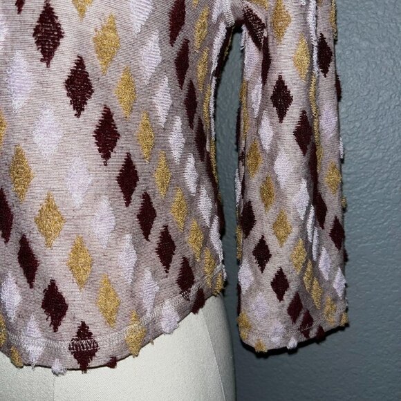 FREE PEOPLE Wine & Dusty Pink  Magic Carpet Terry Cloth Diamond Crop Top NWT - S - Picture 3 of 6